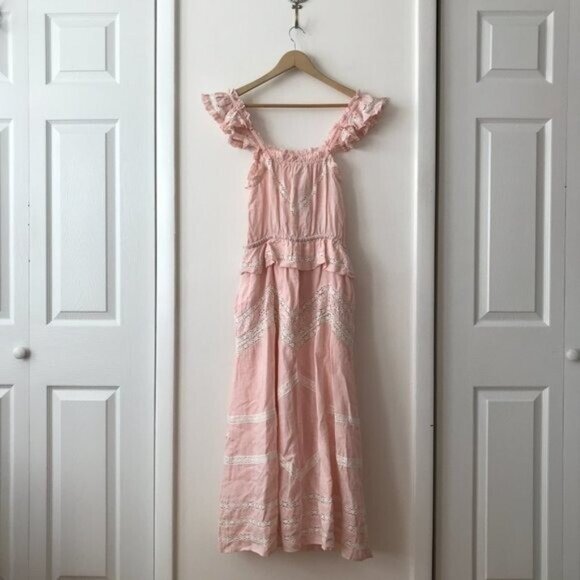 LoveShackFancy Cody Cinched Waist Linen Midi Dress - Picture 11 of 13